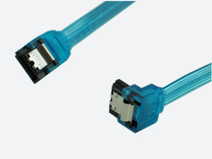 OKGEAR 12 Inch SATA 3.0 Data Cable - Straight to Right Angle Connector, UV Blue Color (GC12AUBM12) - Perfect for PC Builds, Server Upgrades & External Storage Solutions
