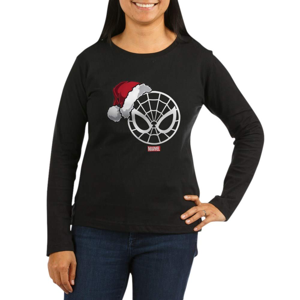 Spider-Man Santa Women's Long Sleeve Graphic T-Shirt - Christmas Superhero Apparel for Holiday Parties & Gifts