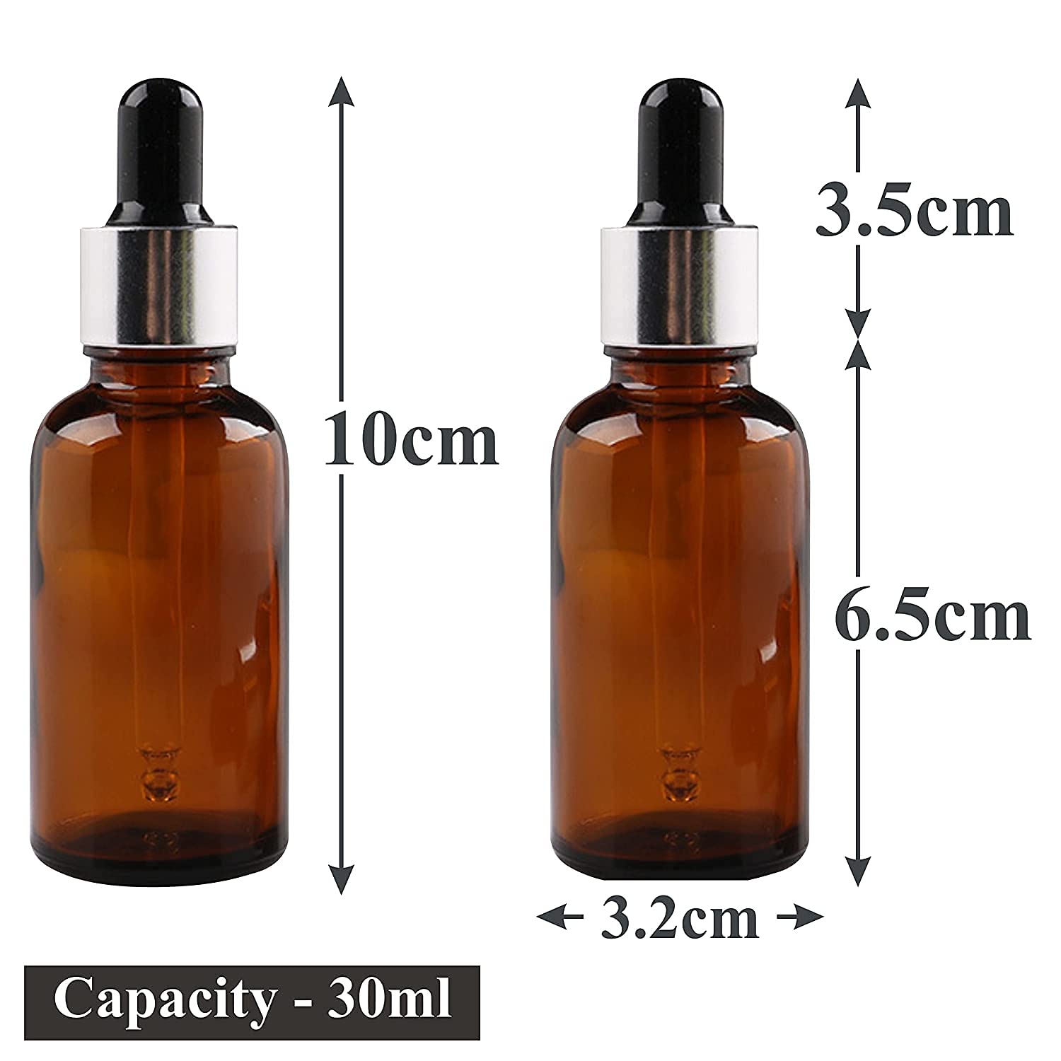 Premium 30ml Silver Plated Glass Dropper Bottles for Essential Oils, Perfumes & Serums - Multipurpose Empty Bottles for DIY, Aromatherapy & Beauty Products (Pack of 3) - Perfect for Home, Spa & Travel Use