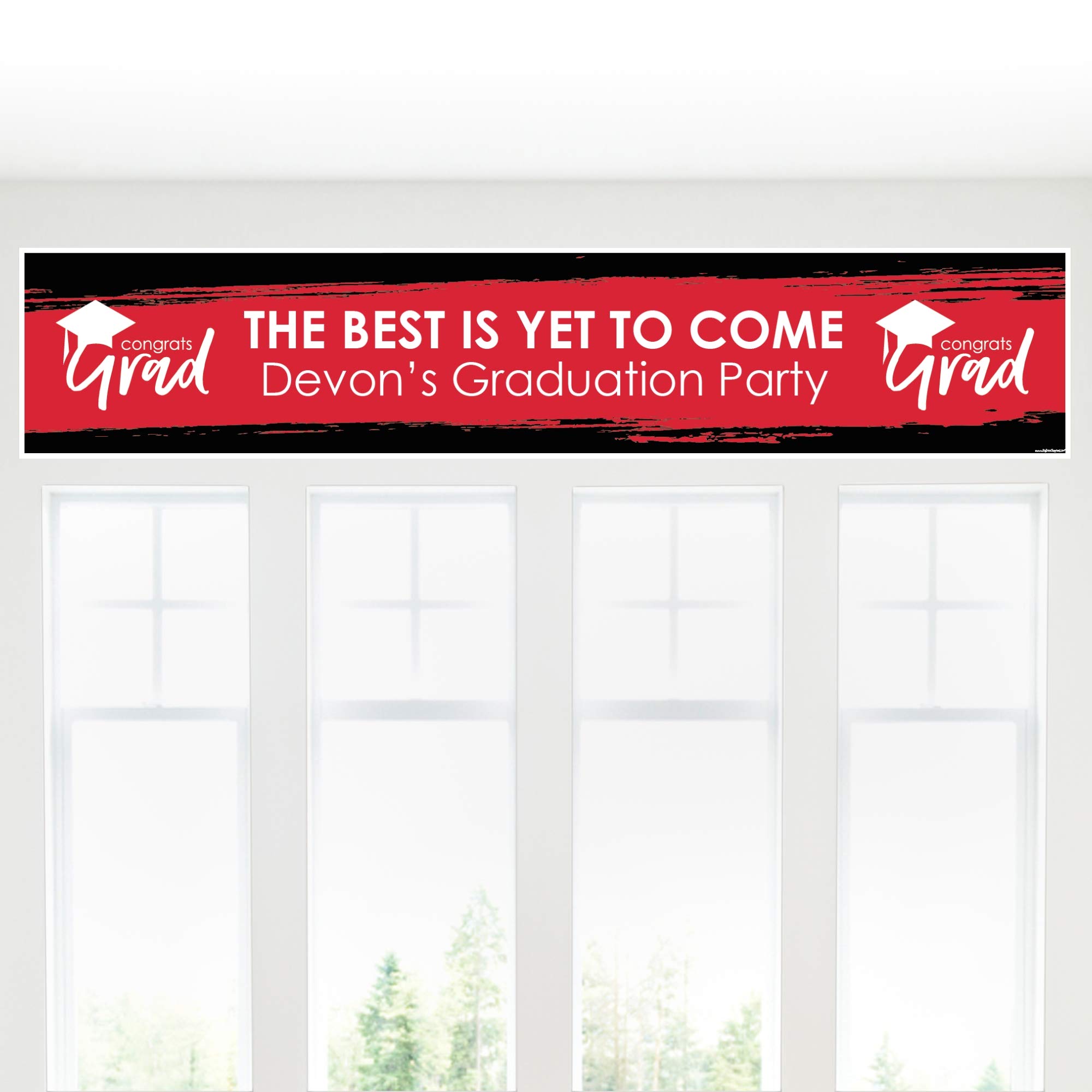 Personalized Red Graduation Banner - Custom 'Best is Yet to Come' Party Decor for High School & College Graduation Celebrations - Perfect for Graduation Party Backdrops & Photo Booth Decorations