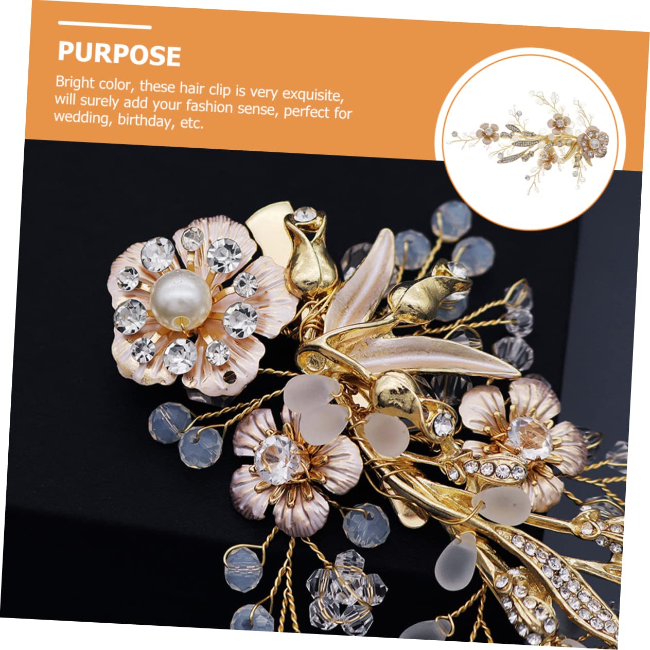 Minkissy Pearl Flower Bridal Hair Pins - Rhinestone Hair Clip for Wedding & Parties