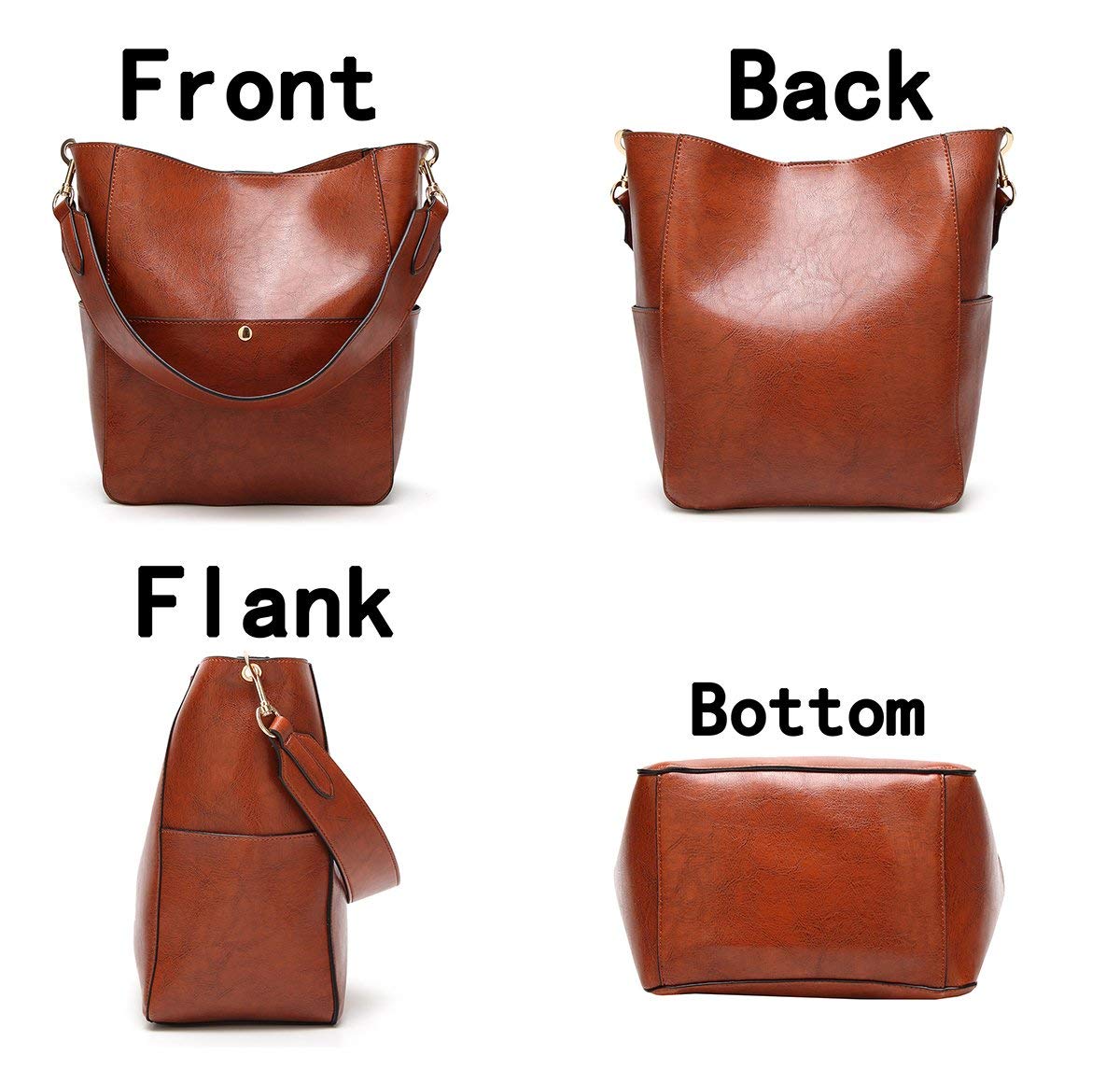 Molodo Women's PU Leather Handbag - Stylish Bucket Tote & Medium Satchel Hobo Purse for Work, Travel & Everyday Use | Designer Shoulder Bag for Women