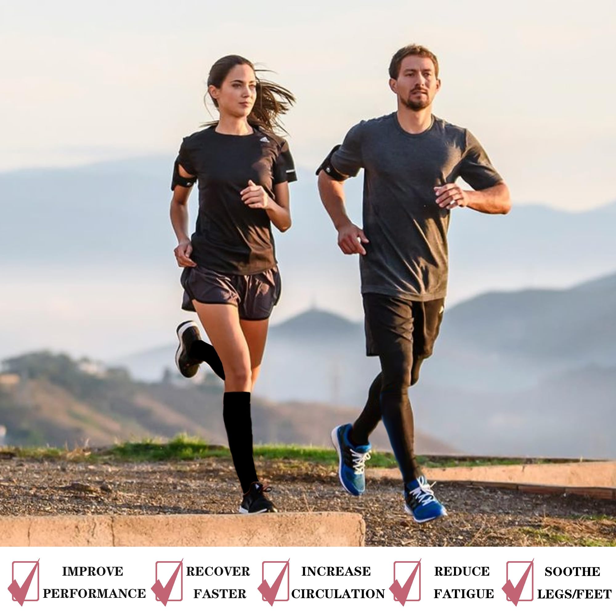 6 Pairs Compression Socks for Women & Men (20-30 mmHg) - Athletic Support for Running, Cycling, Hiking & Recovery - Improve Blood Circulation & Reduce Swelling - Perfect for Travel, Work & Post-Surgery Recovery