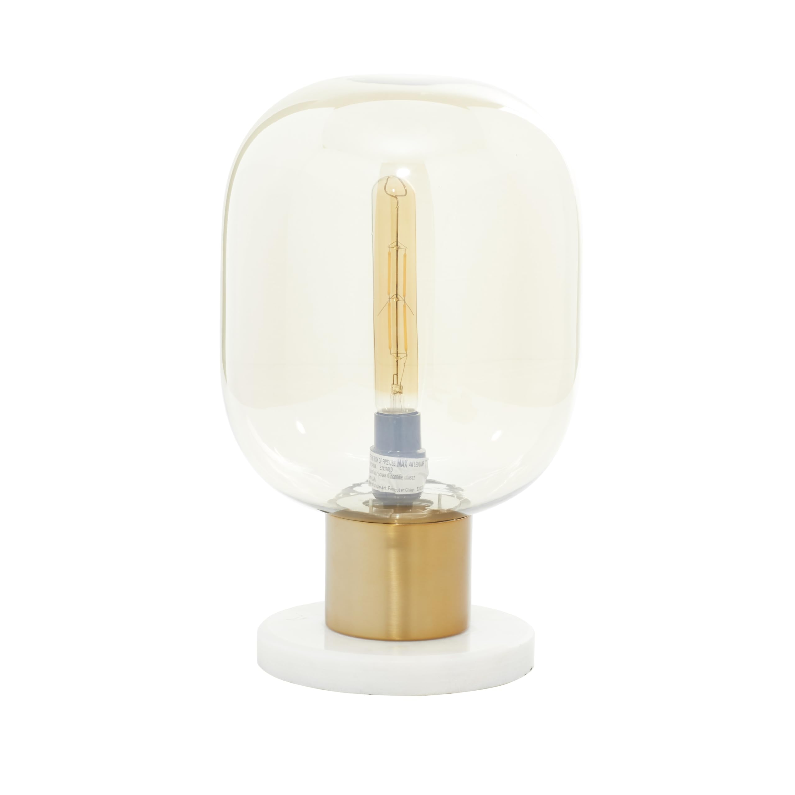 Deco 79 Modern Gold Metal Table Lamp with Clear Dome Shade & Marble Base - 10