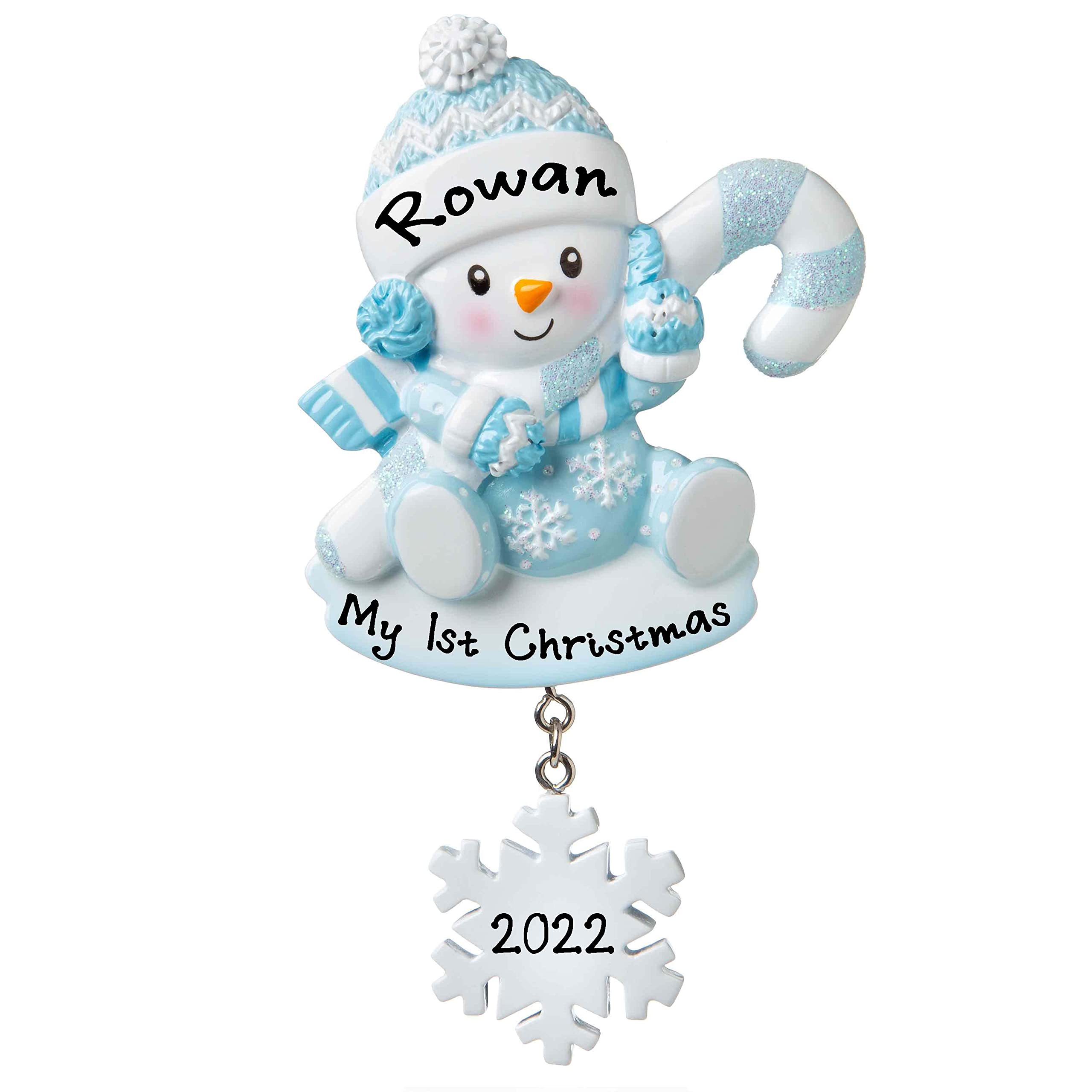 2024 Personalized Baby's First Christmas Tree Ornament - Blue Snow Baby Design - Newborn Holiday Gift - Perfect for Baby's First Christmas Decor & Nursery Room Decorations