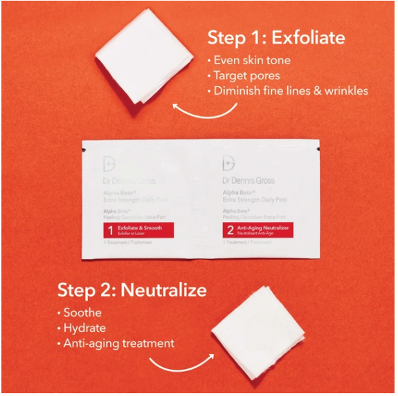 Dr. Dennis Gross Alpha Beta Extra Strength Daily Peel Pads - Exfoliating Treatment for Smooth, Glowing Skin | At-Home Facial for Acne, Wrinkles & Dark Spots