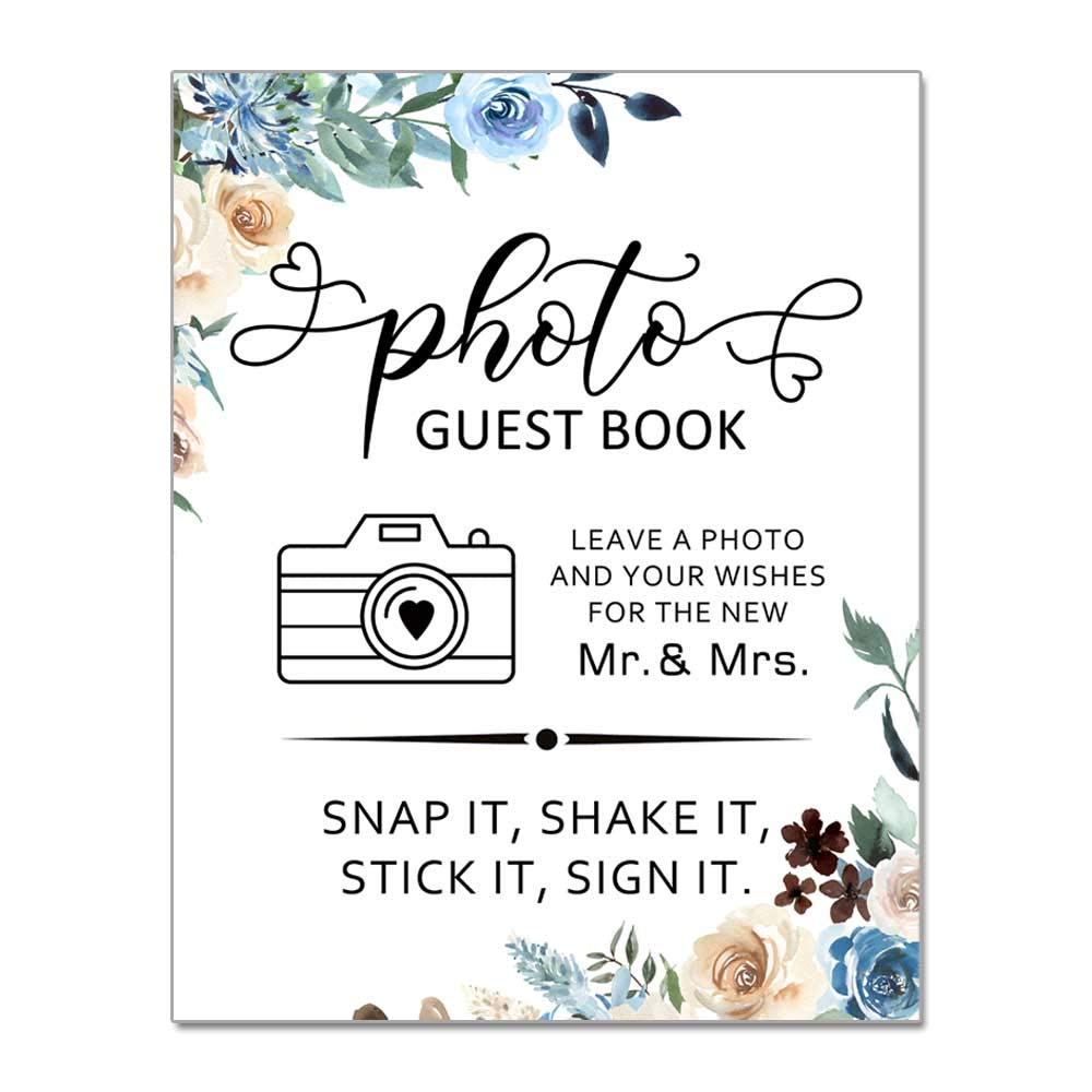 Elegant 8x10 Inch Unframed Wedding Photo Guest Book Sign - Calligraphy Style for Wedding Guestbook & Snap It Photo Booth - Perfect for Wedding Receptions, Bridal Showers & Anniversary Celebrations