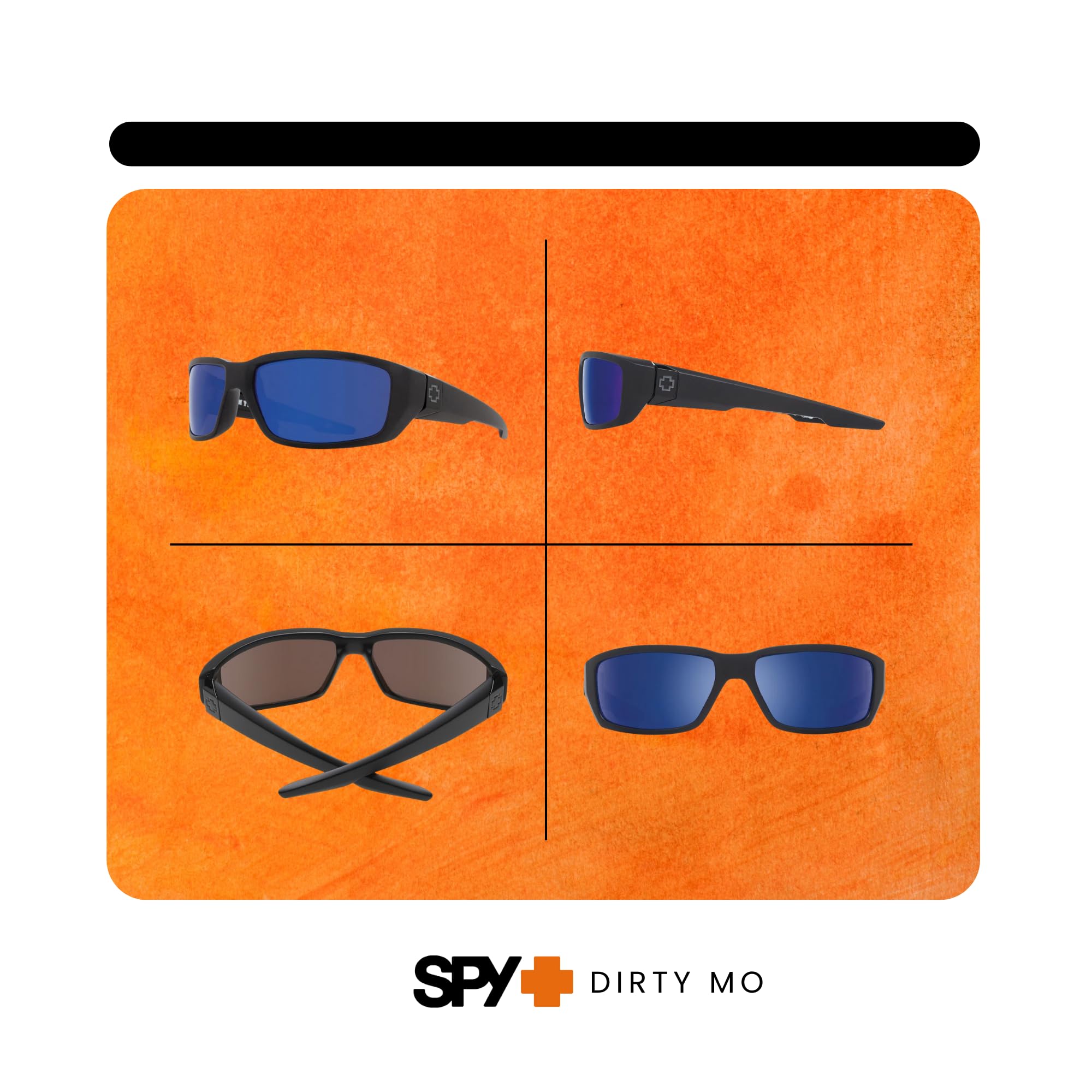 SPY Dirty Mo Rectangular Polarized Sunglasses for Men – UV Protection, Stylish Aviator Frame + Premium iWear Eyewear Cleaning Kit Bundle | Perfect for Driving, Beach & Outdoor Activities