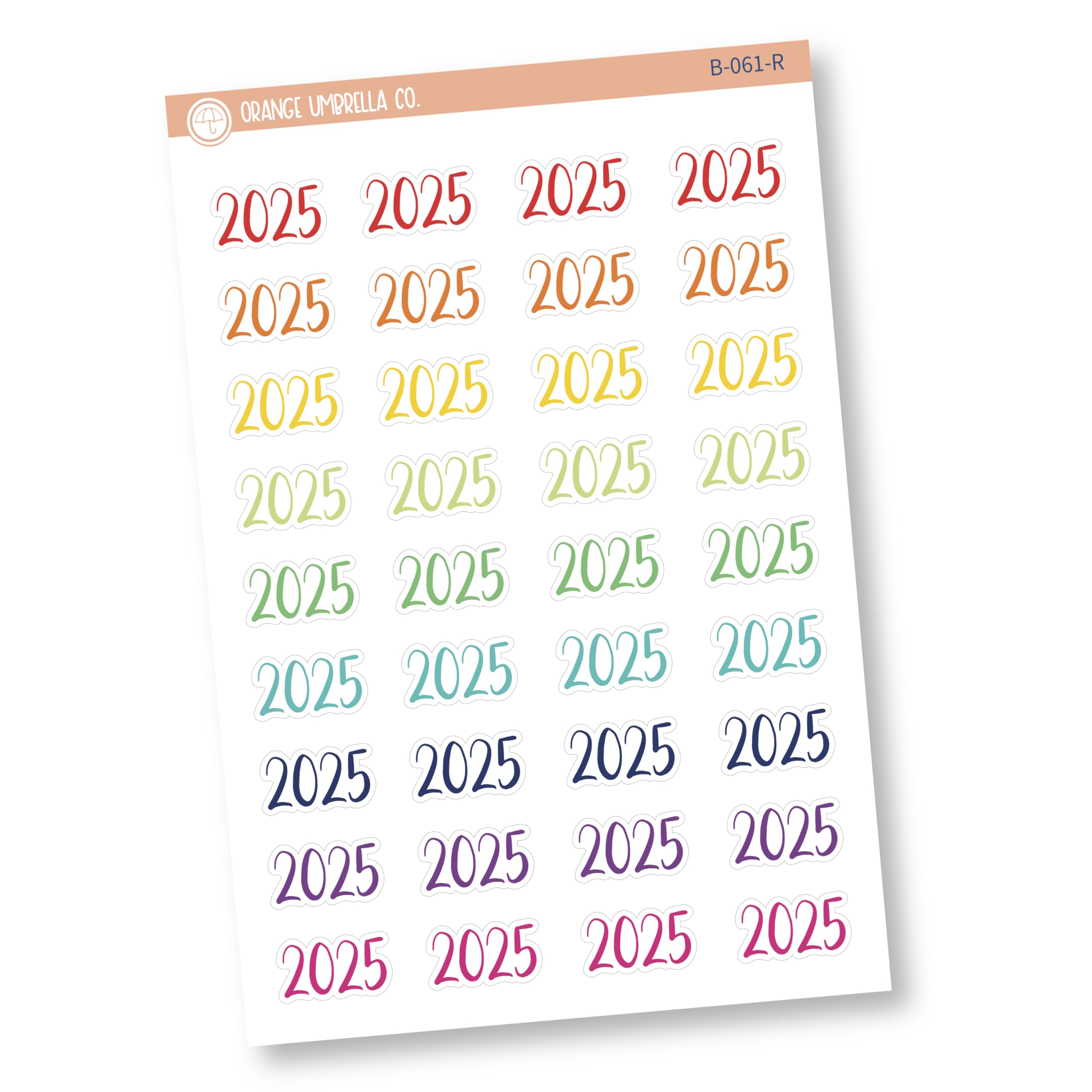 2025 Mini Year Stickers - Colorful Rainbow Planner Stickers for Bullet Journals, Scrapbooks & Calendars (F2 B-061-R) - Perfect for Organizing, DIY Projects & Gift Decorations