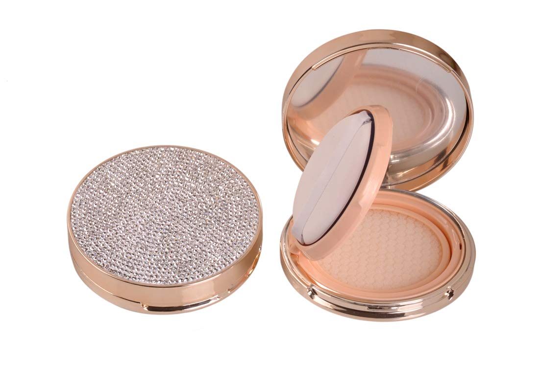Luxury Refillable Portable Makeup Powder Case with Mirror & Puff - Empty Air Cushion Compact for BB Cream & Foundation - Perfect for Travel, Touch-ups & On-the-Go Beauty