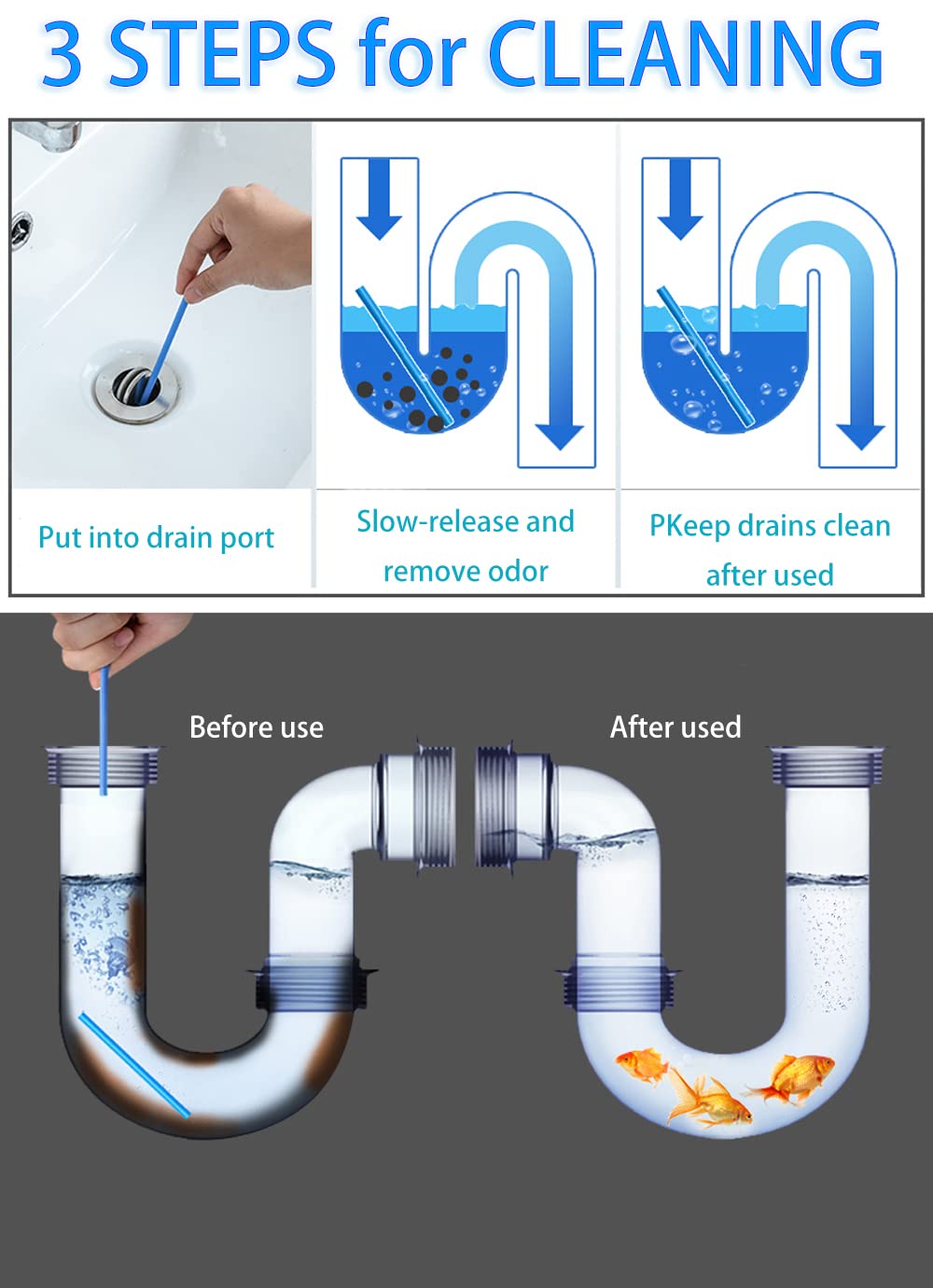 14-Pack Enzyme Drain Cleaner Sticks - Sink & Drain Deodorizer for Kitchen, Bathroom & Utility Drains | Fast-Clog Removal, Odor Eliminator | As Seen on TV | Perfect for Home Maintenance & Plumbing Care