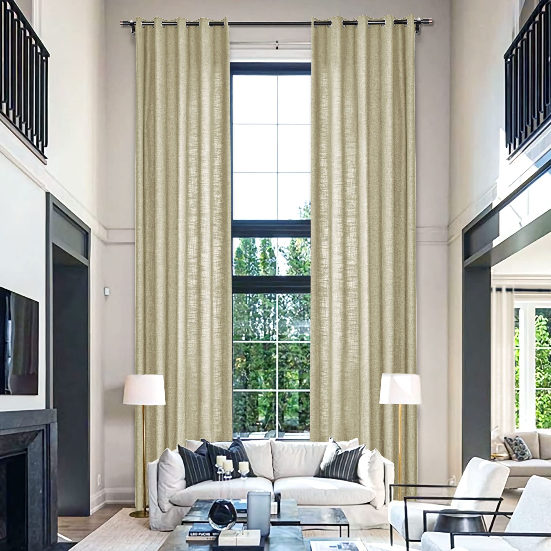 Extra Long Linen Blackout Curtains for Living Room - 50