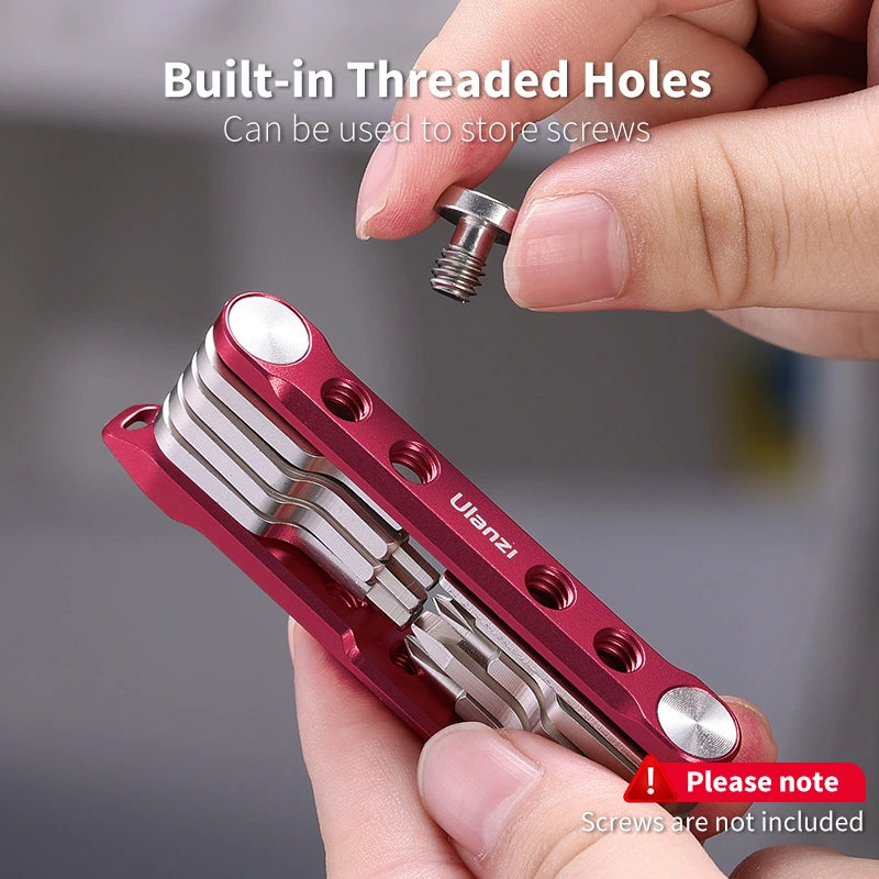 Ulanzi C035GBB2 Professional Folding Tool Kit - 15-in-1 Multi-Tool with Screwdrivers & Wrenches for Home Repair, DIY Projects, Camping, and Outdoor Maintenance