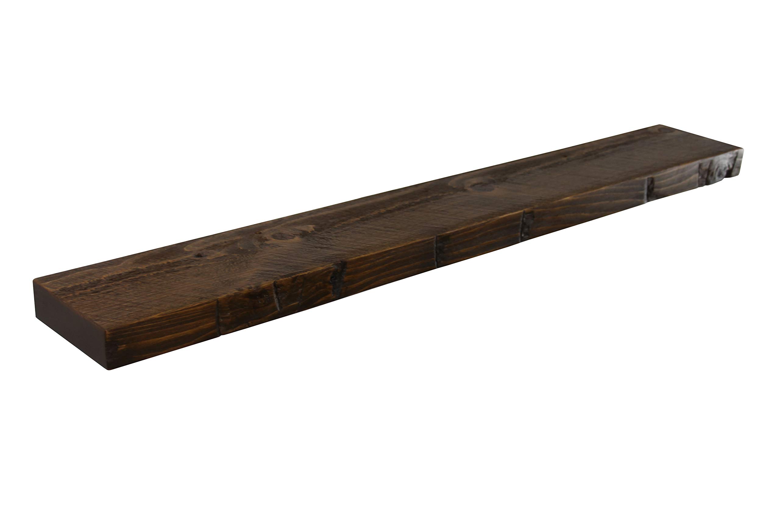 Joel's Antiques 42 Inch Floating Shelves for Wall - Natural Wood Wall Mounted Shelves with Easy Installation | Heavy Duty Rustic Bookshelves for Bathroom, Kitchen, Living Room Decor | Medium Brown 42x7x2 Inches | Perfect for Home Office, Bedroom Storage & Displaying Collectibles