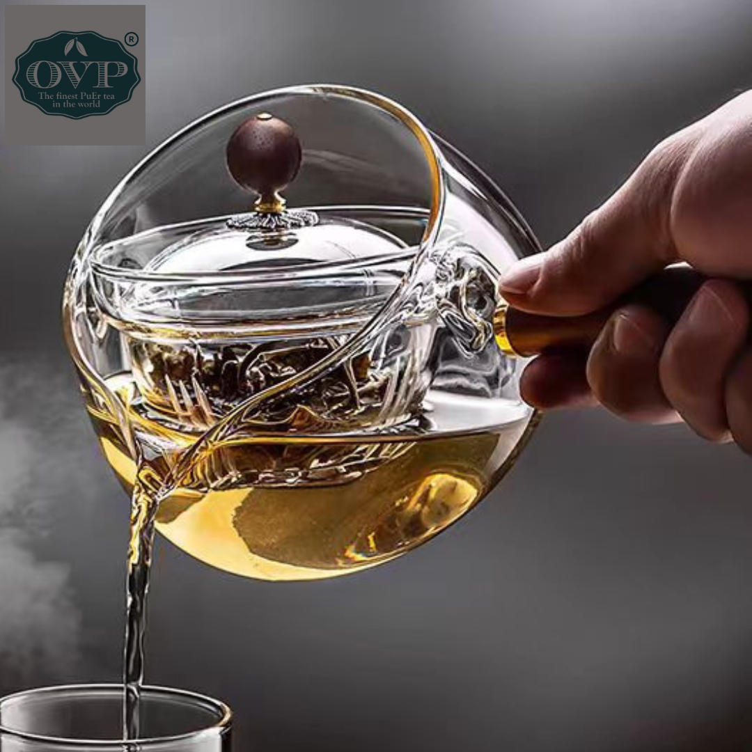 Premium Borosilicate Glass Rotating Teapot with Ergonomic Handle - 500ml Capacity - Perfect for Loose Leaf Tea, Herbal Infusions & Home Brewing