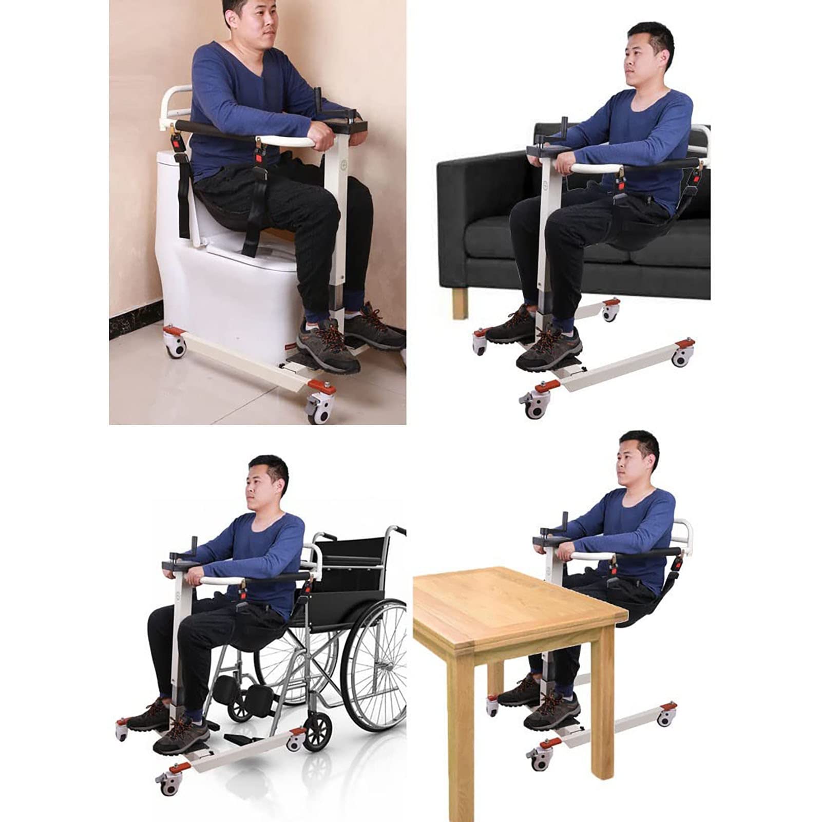 **Adjustable Height Patient Transfer Lift Wheelchair with Toilet Seat - Portable Shower & Car Lift for Elderly & Disabled - Home Use for Bed to Toilet Mobility Assistance**