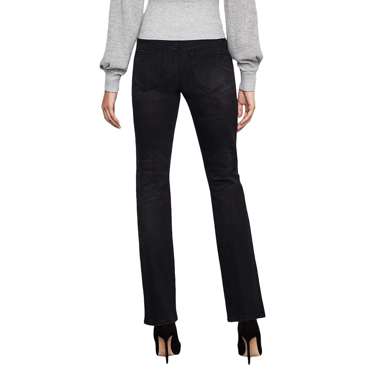 BCBG Max Azria Women's Distressed Boyfriend Jeans - Straight Leg, Black, Size 27 | Comfortable Stretch Denim for Casual Wear & Everyday Outfits