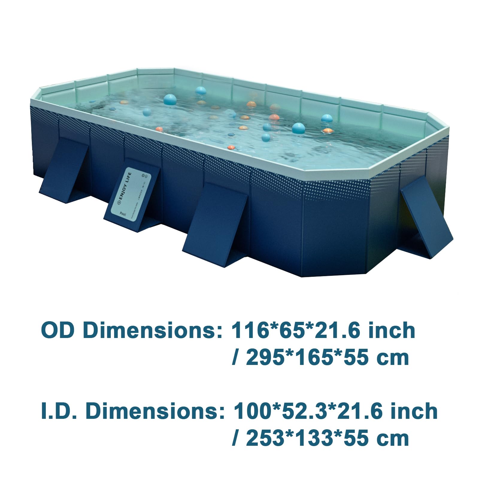 Foldable Above Ground Swimming Pool for Adults & Dogs - Non-Inflatable Outdoor Backyard Pool (116.1