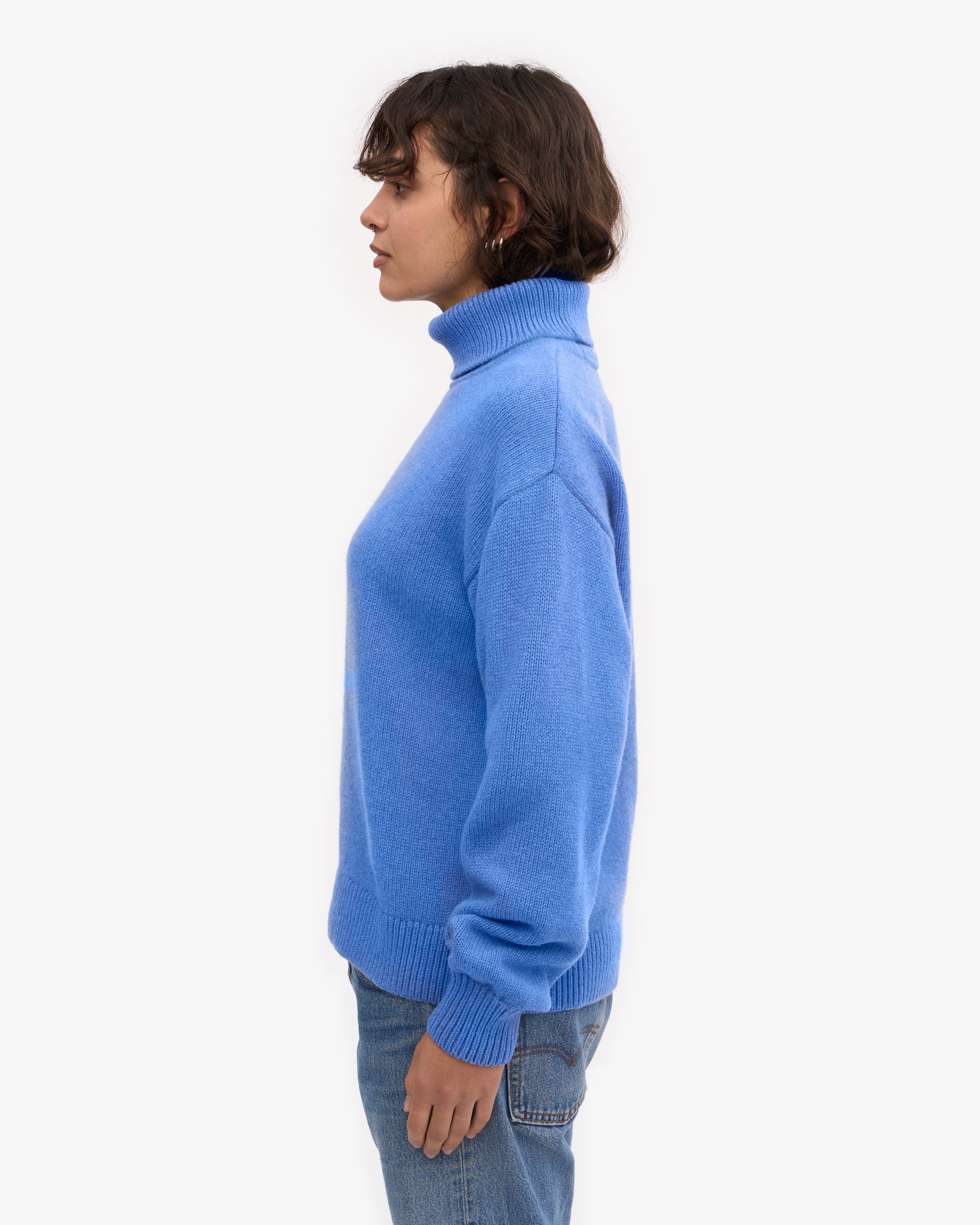 Premium Merino Wool Turtleneck Sweater for Women & Men - Soft Thermal Winter Pullover in Pacific Blue | Cozy Office Wear & Outdoor Activities
