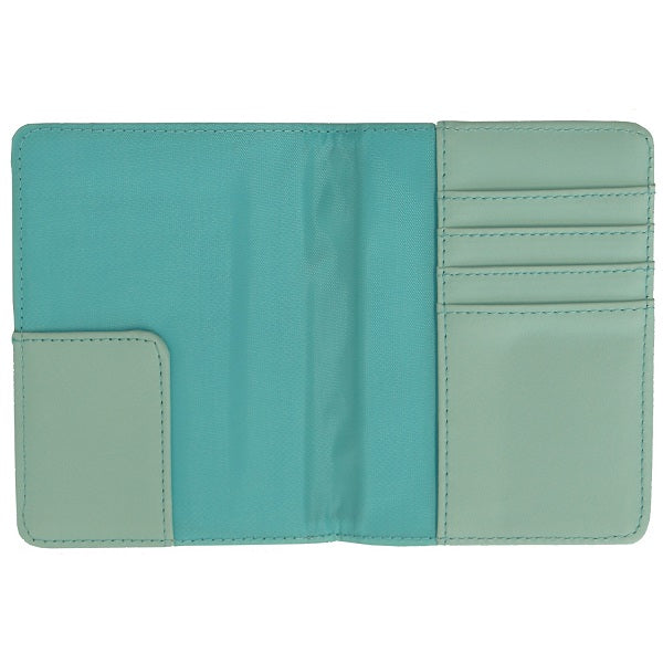 Swiss Equipe SA 05 F Floral PU Passport Card Holder - Blue | RFID Blocking Travel Wallet for Women & Men | Perfect for Airports, Vacations & Business Trips