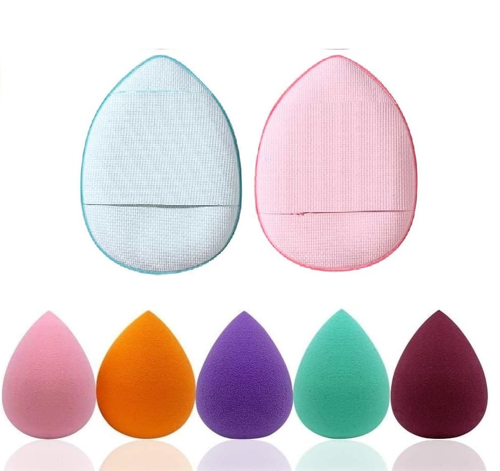 Beautiflame Mini Blender Set - 2Pcs Makeup Sponge & Finger Puff for Flawless Foundation Application | Portable Cosmetic Blender for Travel, Home & Professional Makeup Kit