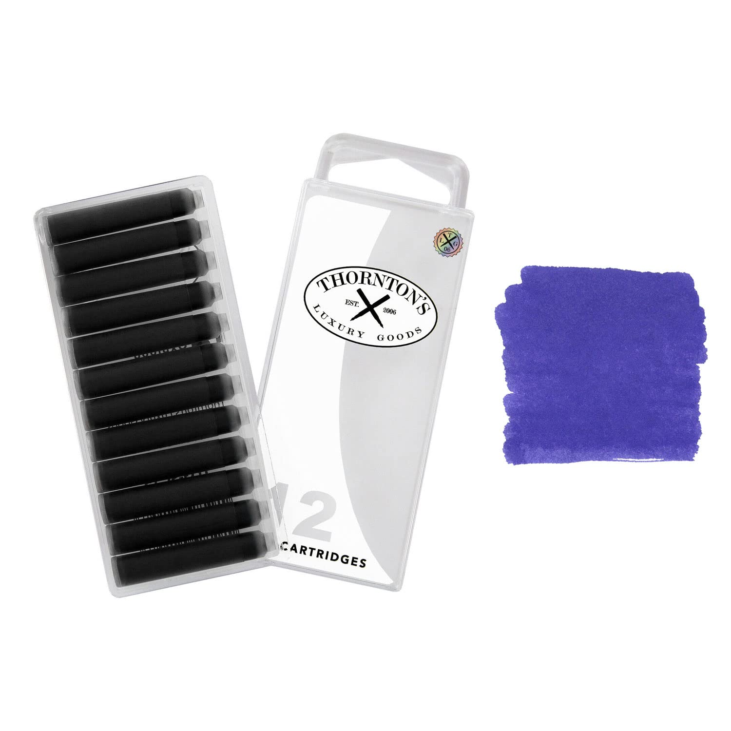 Thornton's Luxury Fountain Pen Ink Cartridges - Purple Velvet Ink (Pack of 12) | Standard International Size | pH Neutral | Compatible with All Major Pen Brands | Perfect for Calligraphy, Journaling & Office Use