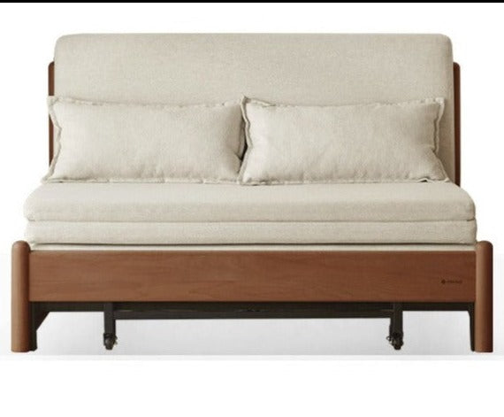 49.2x33-78.1x30.3 inch / 125x83.8-198.3x77сm / Beech Walnut sofa bed - off-white