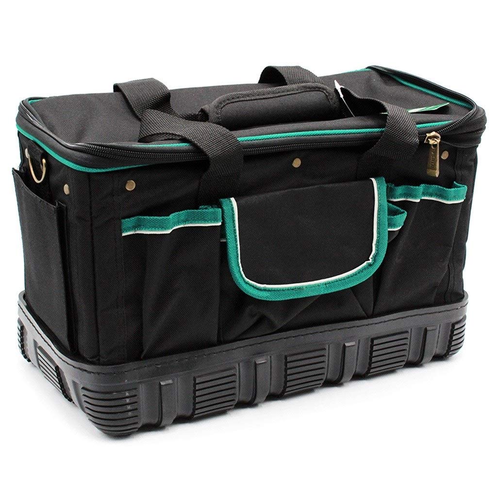 16-inch Portable Tool Box - Heavy Duty Multi-Function Tool Storage with Shoulder Strap, Large Capacity for DIY, Home Repair & Professional Use (Black) | Workshop, Construction & Outdoor Projects