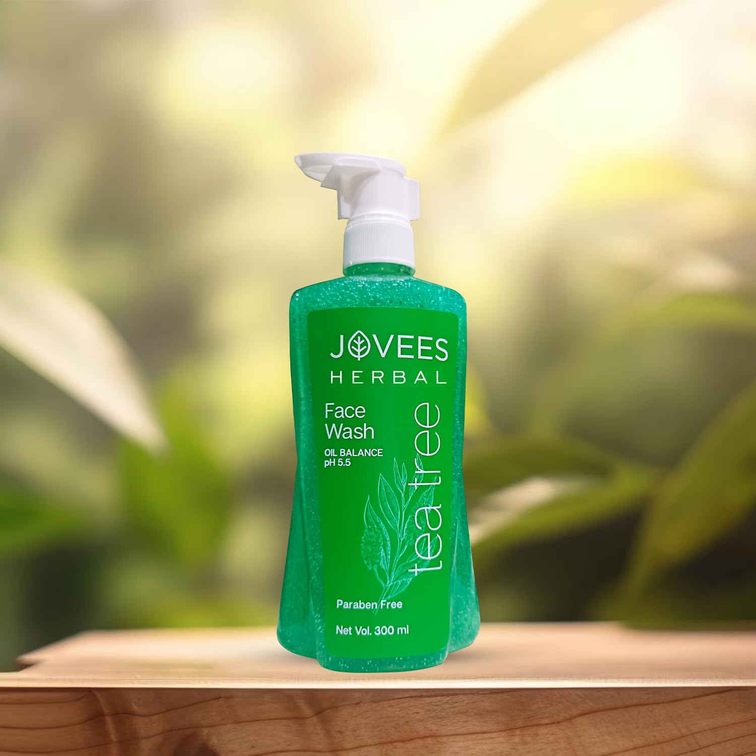 Jovees Herbal Tea Tree Oil Control Face Wash for Oily & Sensitive Skin | Paraben & Alcohol-Free, Oil Control, Acne Prevention, Exfoliating Cleanser | Gentle Daily Facial Cleansing for Men & Women - 300ml | Perfect for Morning & Night Skincare Routine