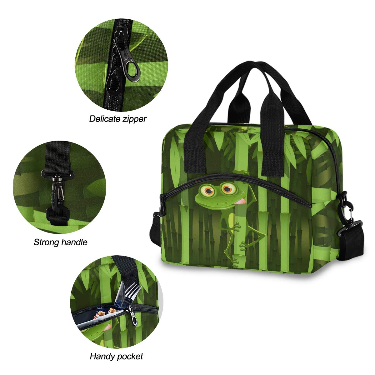 SUABO Insulated Lunch Bag for Women, Boys & Girls - Cute Frog Design Lunch Tote Box with Thermal Insulation - Perfect for School, Office, Picnics & Outdoor Activities