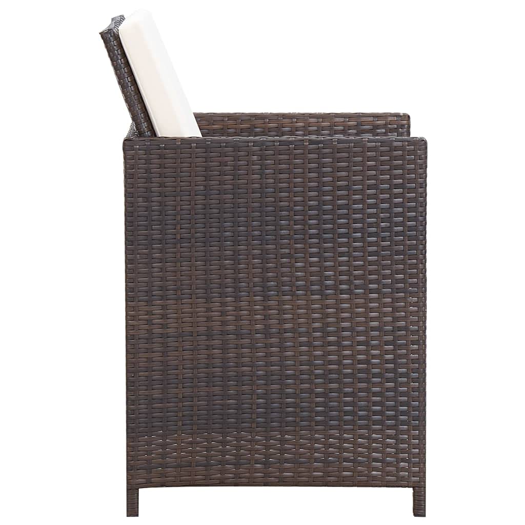 FAMIROSA 2-Piece Brown Poly Rattan Garden Chairs with Cushions - Outdoor Patio Furniture Set for Backyard, Poolside & Balcony Relaxation
