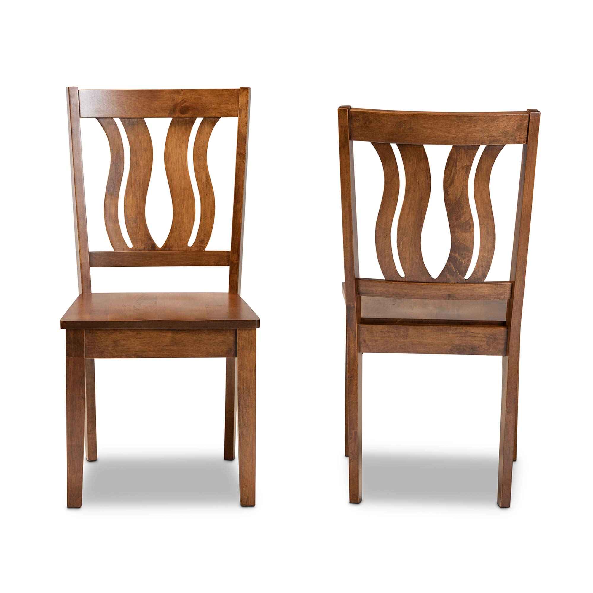 Baxton Studio Fenton Dining Chair Set of 2 - Transitional Walnut Brown Wooden Chairs for Kitchen, Dining Room & Breakfast Nook - Comfortable Wooden Seating for Home & Restaurant