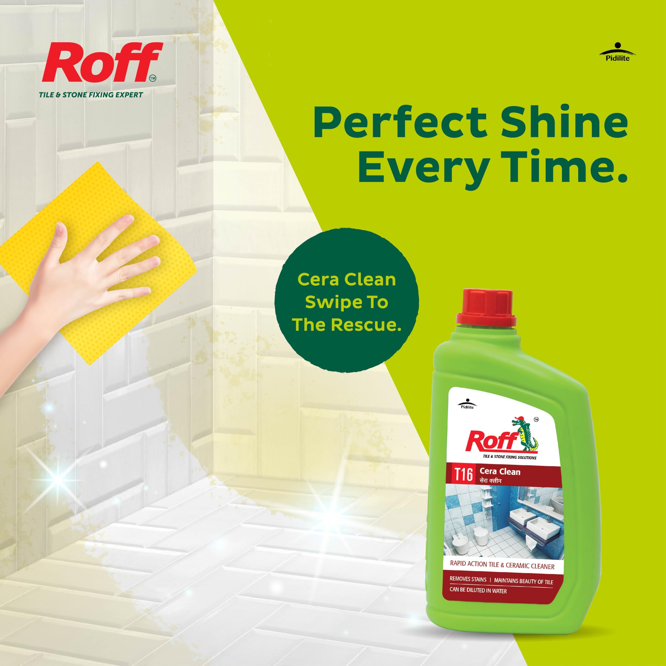 Pidilite Roff Cera Clean All-Purpose Tile Cleaner - 1L (Pack of 2) | Advanced Floor & Wall Cleaner for Kitchen, Bathroom & Bedroom | Removes Grease, Dirt & Tough Stains | Perfect for Ceramic, Porcelain & Marble Surfaces
