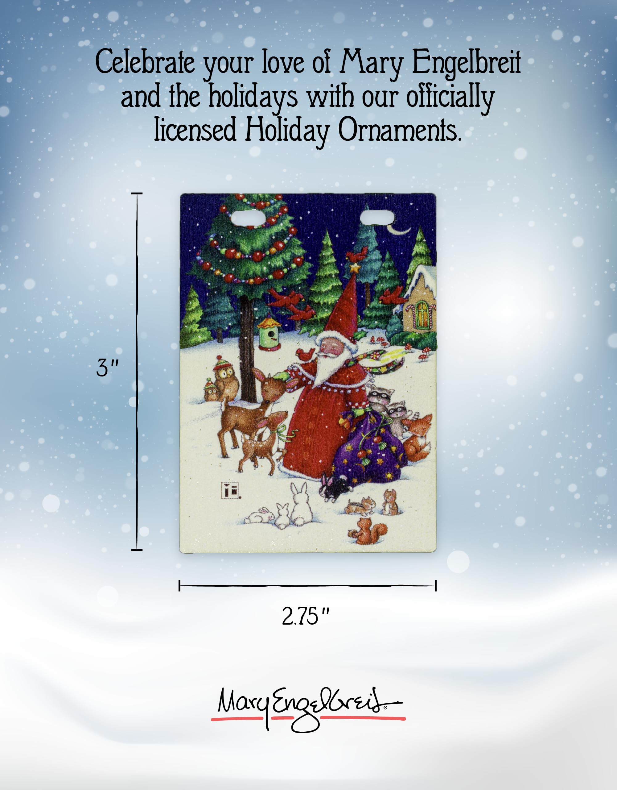 Arcane Vault's Mary Engelbreit Christmas in The Woods Wooden Holiday Ornament - Handcrafted Christmas Tree Decor, Rustic Home Decor, Wooden Christmas Decorations - Perfect for Christmas Trees, Fireplace Mantels & Holiday Gift Giving