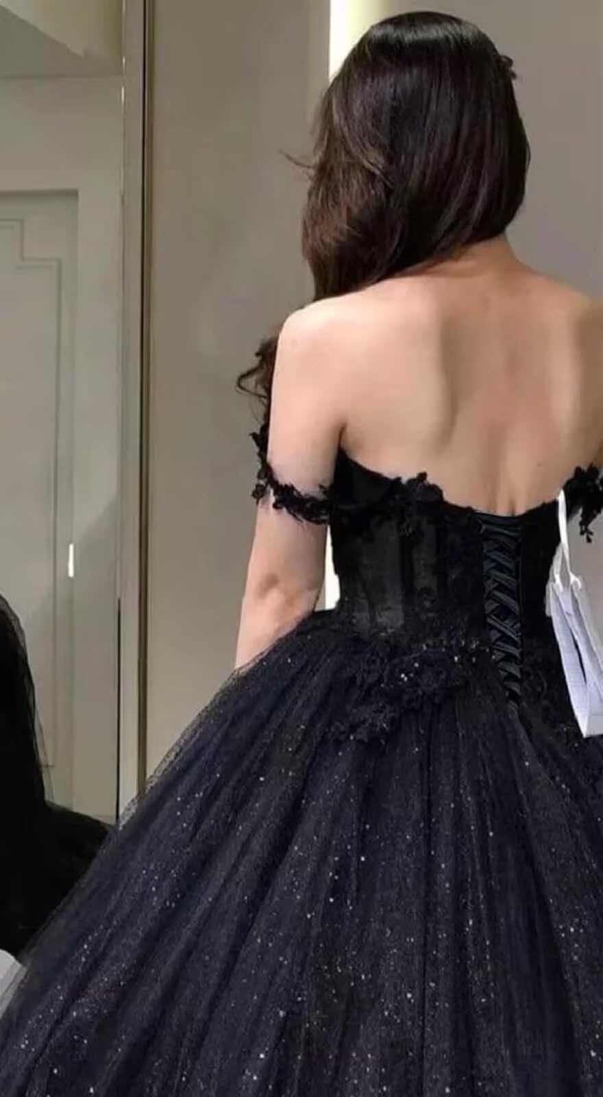 Gothic Black Wedding Dress for Bride - Off Shoulder Tulle Bridal Gown for Women | Gothic Wedding, Vampire Bride, Dark Romance Ceremony