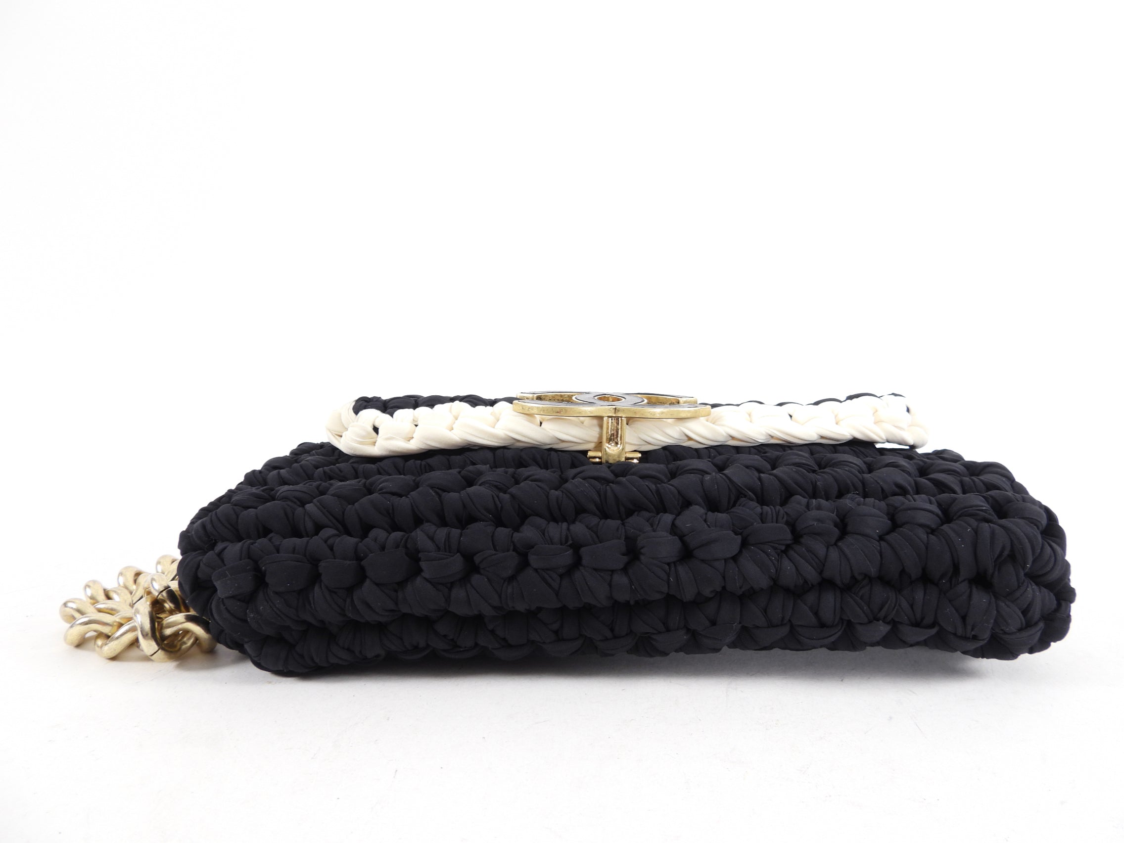 Chanel Fancy Crochet Small Black and Ivory Flap Bag - Luxury Designer Handbag for Women, Perfect for Evening Parties, Date Nights & Special Occasions