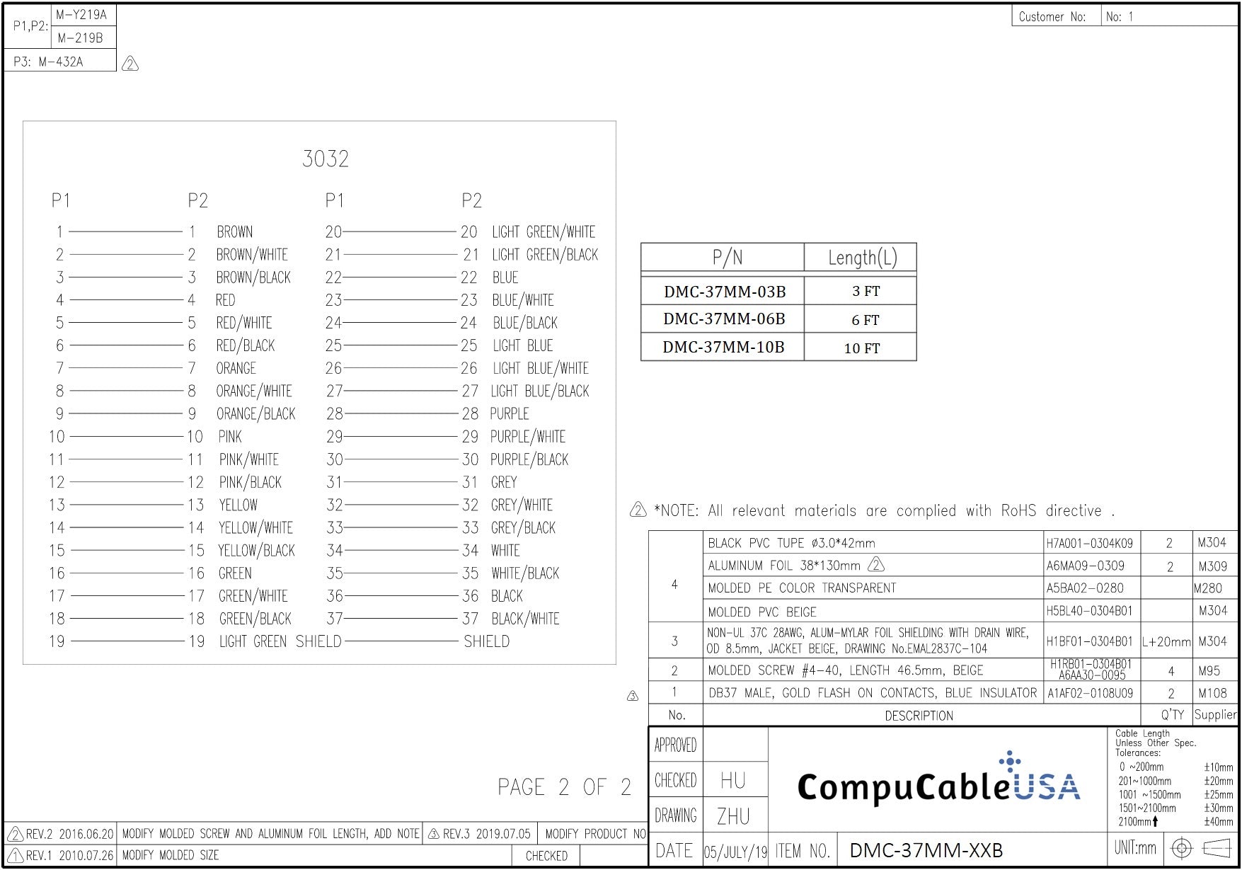 Shielded RS 449 Serial Cable DB37 Male to Male - 3FT/6FT/10FT Options for Industrial Equipment & Data Transfer