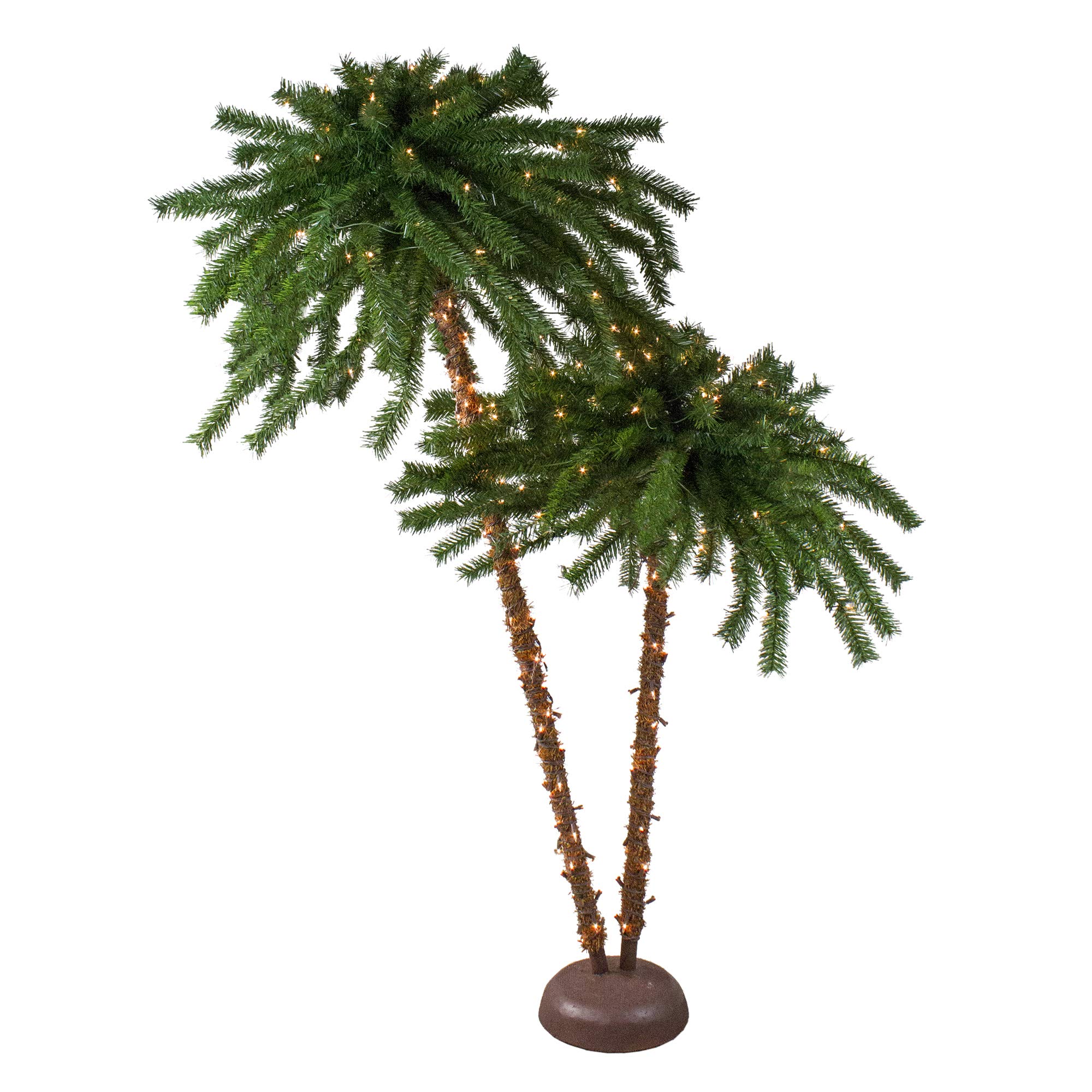 Northlight 6ft Pre-Lit Artificial Tropical Palm Trees with Clear LED Lights - Outdoor Patio Decor for Poolside, Beach Theme Party & Resort Style Landscaping