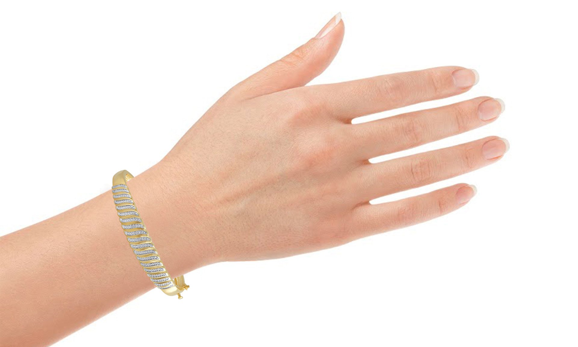 14K Yellow Gold Plated Round Diamond Accent Wedding Bangle Bracelet for Women - Elegant Ethnic Jewelry for Bridal, Anniversary & Special Occasions - Gift Box Included