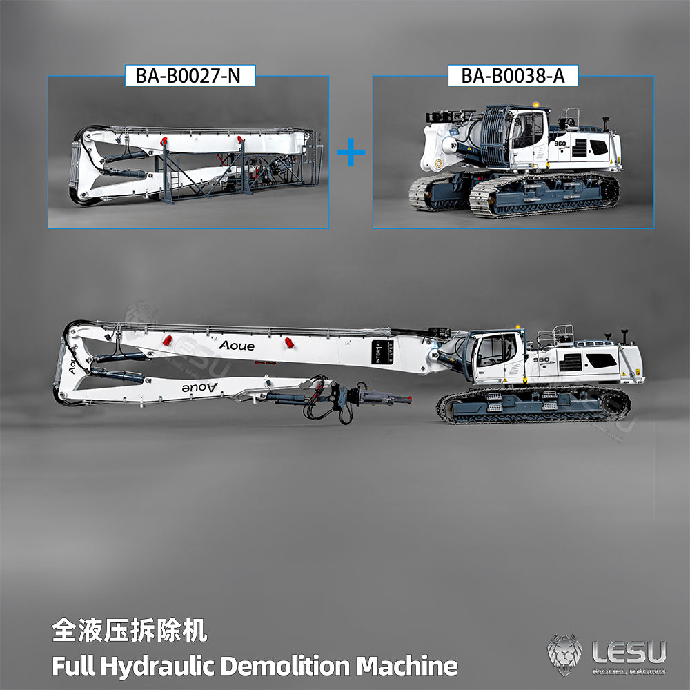 1/14 Scale LESU Aoue LR960 RC Hydraulic Excavator - 13CH Valve, PNP Pump, Demolition Arm - Heavy Duty Remote Control Construction Toy for Adults & Kids - Perfect for Construction Simulation, STEM Learning & Collector's Display