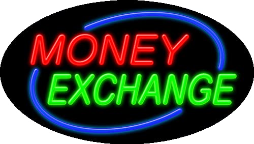 Vintage Money Exchange Glass Neon Sign #14599 – Handcrafted in USA | Perfect for Bars, Restaurants & Retro Themed Decor