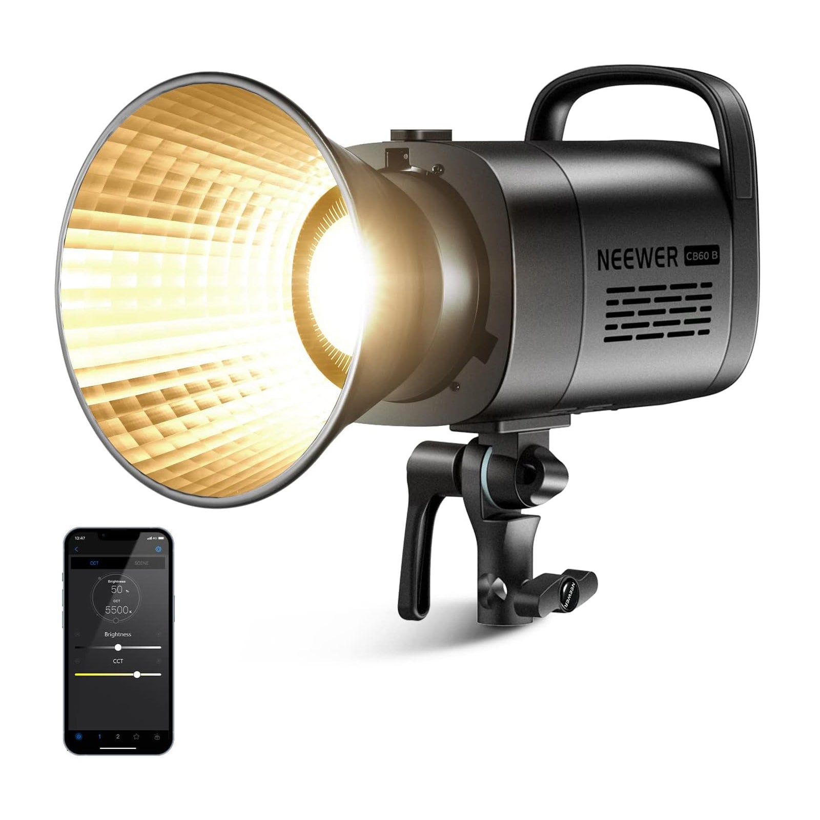 NEEWER CB60B 70W Bi-Color LED Video Light for Photography, YouTube Videos, Live Streaming & Studio Lighting - Dimmable Continuous Lighting with 3200K-5600K Adjustable Color Temperature