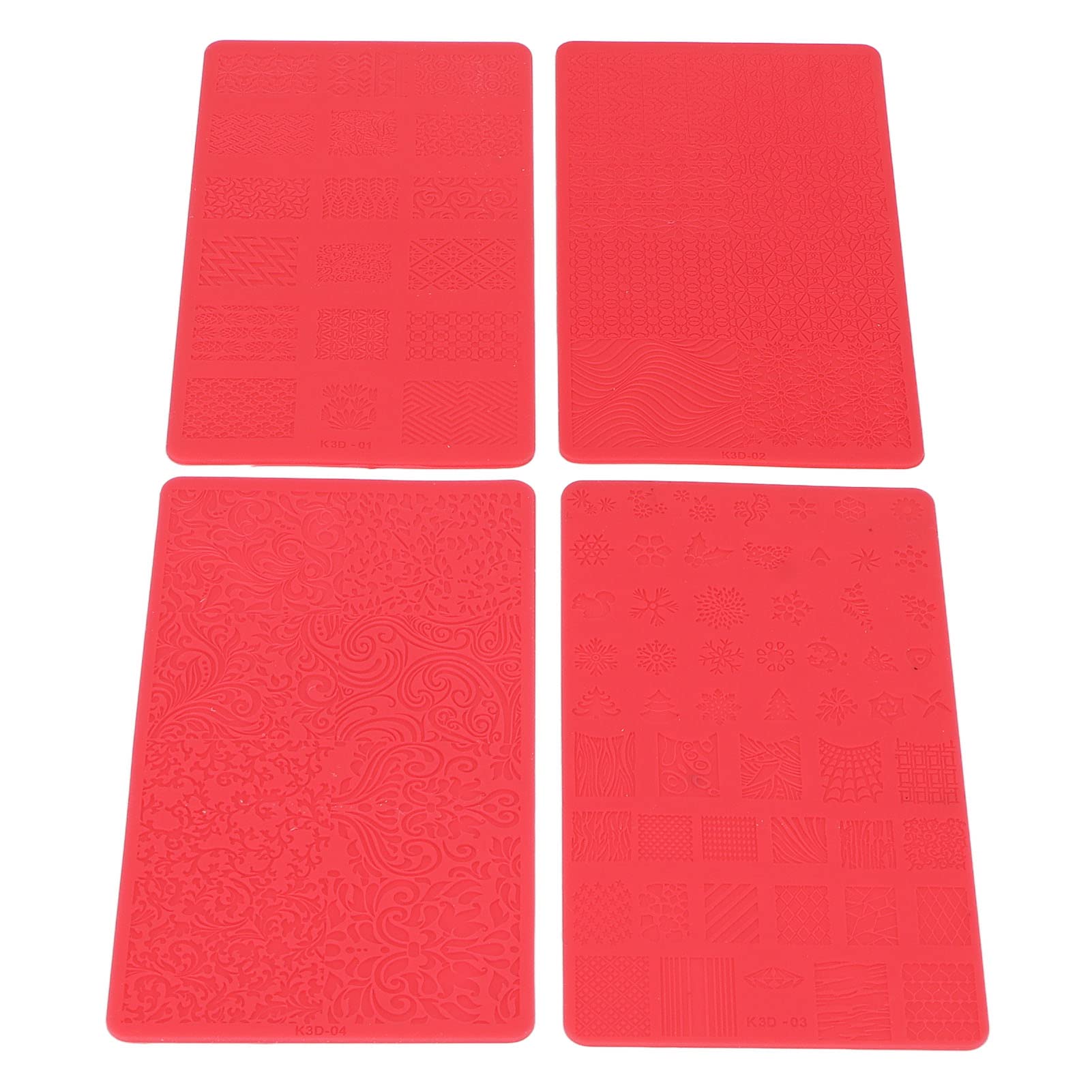 Professional 4pcs Silicone 3D Nail Art Carving Templates for Nail Artists & Salons - Perfect for Gel Polish, Acrylic Nails & DIY Manicures at Home or Salon