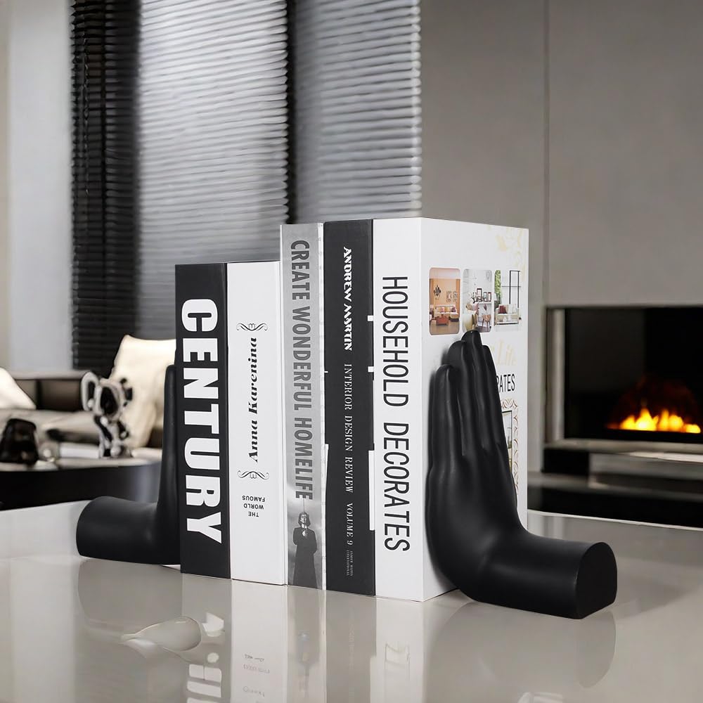 Black Heavy Duty Decorative Hands Bookends - 8.5