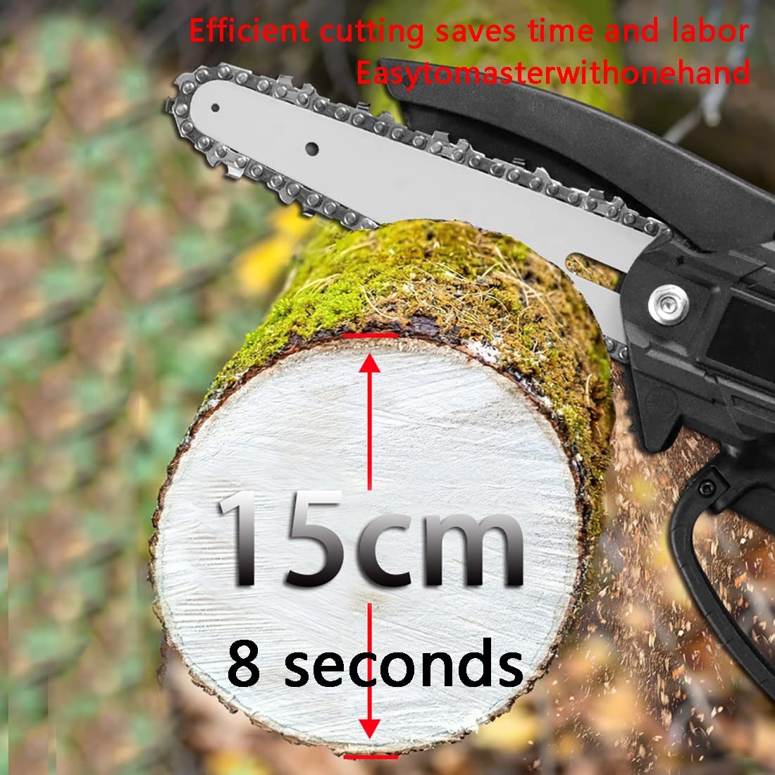 4 Inch Cordless Mini Chainsaw - Lightweight Handheld Battery Powered Chainsaw for Wood Cutting, Tree Trimming, Pruning & DIY Projects | Perfect for Garden Maintenance, Camping & Outdoor Use