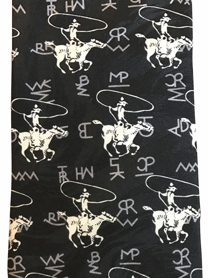 Rockmount 467 BLK Men's Western Silk Tie - Black Roper Style Necktie for Cowboy, Rodeo & Western Fashion Enthusiasts