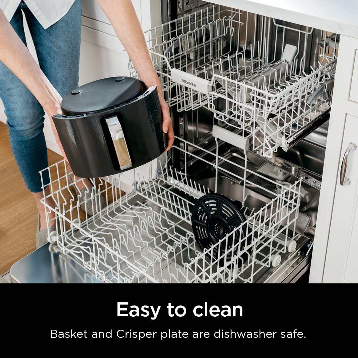 Ninja AF150AMZ 5.5 Qt XL Air Fryer - Large Capacity for Air Frying, Roasting, Baking, Reheating & Dehydrating | Dishwasher Safe Nonstick Basket & Crisper Plate | Includes Recipe Guide | Perfect for Family Meals, Healthy Cooking & Quick Snacks (Grey)