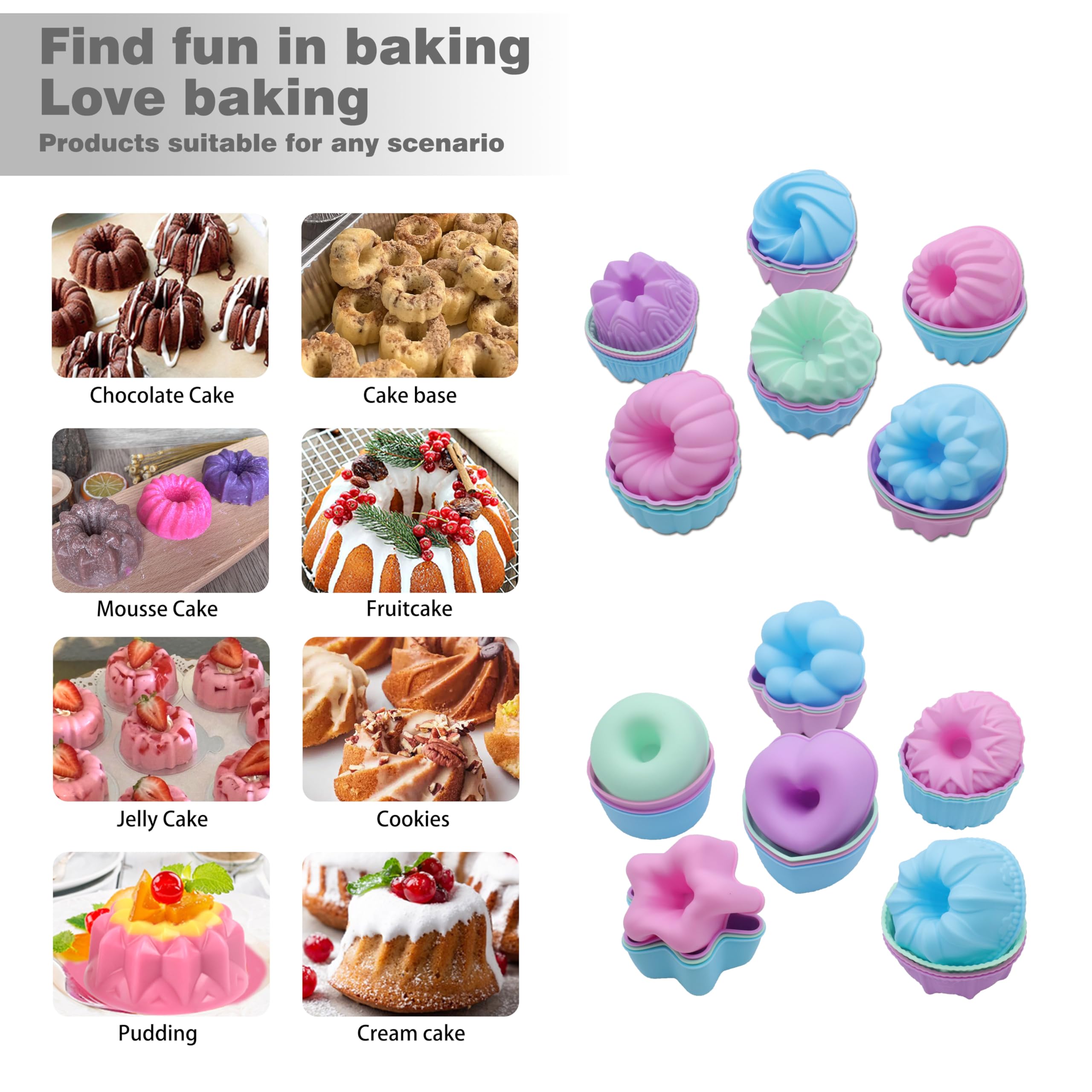 48-Pack Nonstick 3-Inch Silicone Donut Molds - Food Grade Baking Pans for Muffins, Jello & Bagels - Oven, Microwave & Dishwasher Safe - Perfect for Home Baking, Party Treats & DIY Desserts