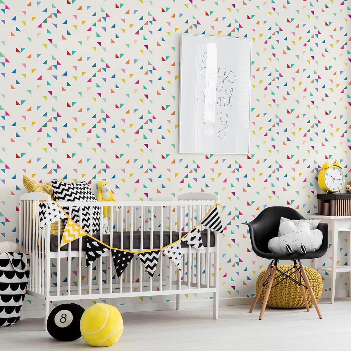 Violet and Orange Geometric Baby Peel and Stick Removable Wallpaper 3497 - Nursery Decor, Kids Room, Playroom, Bedroom Wall Stickers