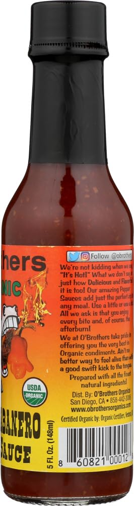 O BROTHERS Organic Chipotle Habanero Hot Sauce - 5 Oz Bottle | Gluten-Free, Vegan & Non-GMO | Perfect for Tacos, Wings & Grilling